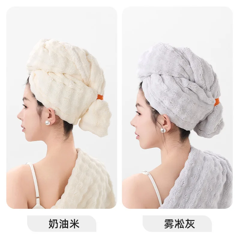N19 دروبشيب 2 قطعة قبعة الشعر المخملية عقال منشفة المنزل غير تهب قبعة حمام قبعة دش قبعات الحمام التجفيف السريع وشاح