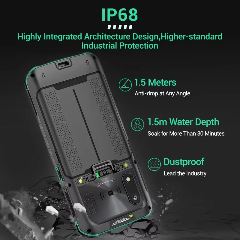 IP68 Rugged Android 13 Industrial Handheld PDAs 5.5 Inch 1D 2D Barcode Scanner NFC 4G GPS Terminal for Warehouse Data Collection