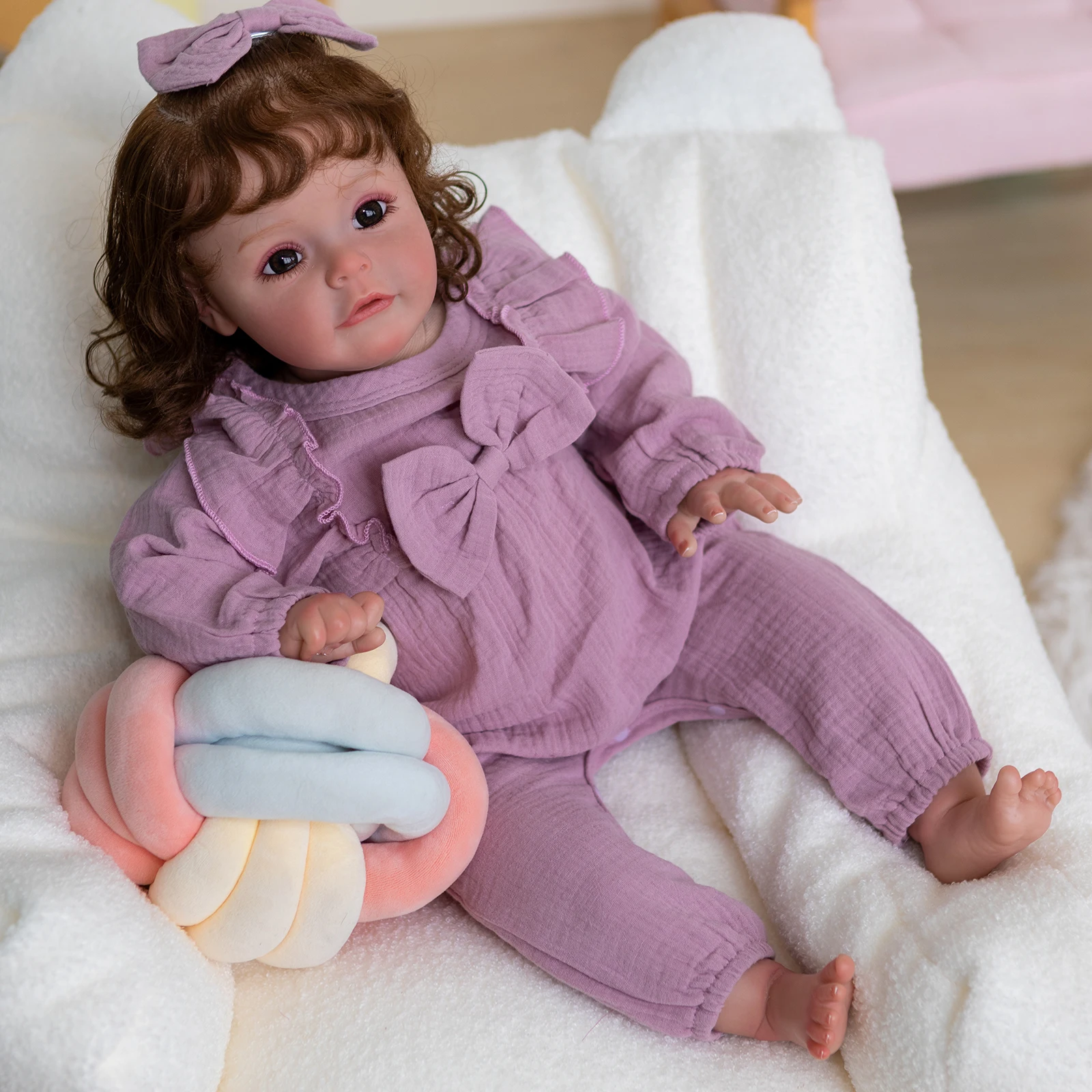 

SANDIE 60CM Huge Baby Reborn Toddler Girl Doll Sue-sue Lifelike 3D Painted Skin with Visible Veins Collecitle Art Doll