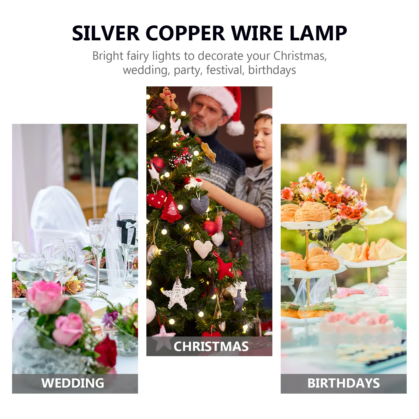 

5 Pcs Button Cell Batteries Included Silver Copper Wire Lamp Holiday Decoration