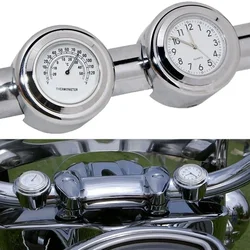 1/2pcs 22-25mm Motorcycle Handlebar Clock Thermometer Luminous Waterproof Dial Motorbike Handlebar Mount for Yamaha Kawasaki Etc