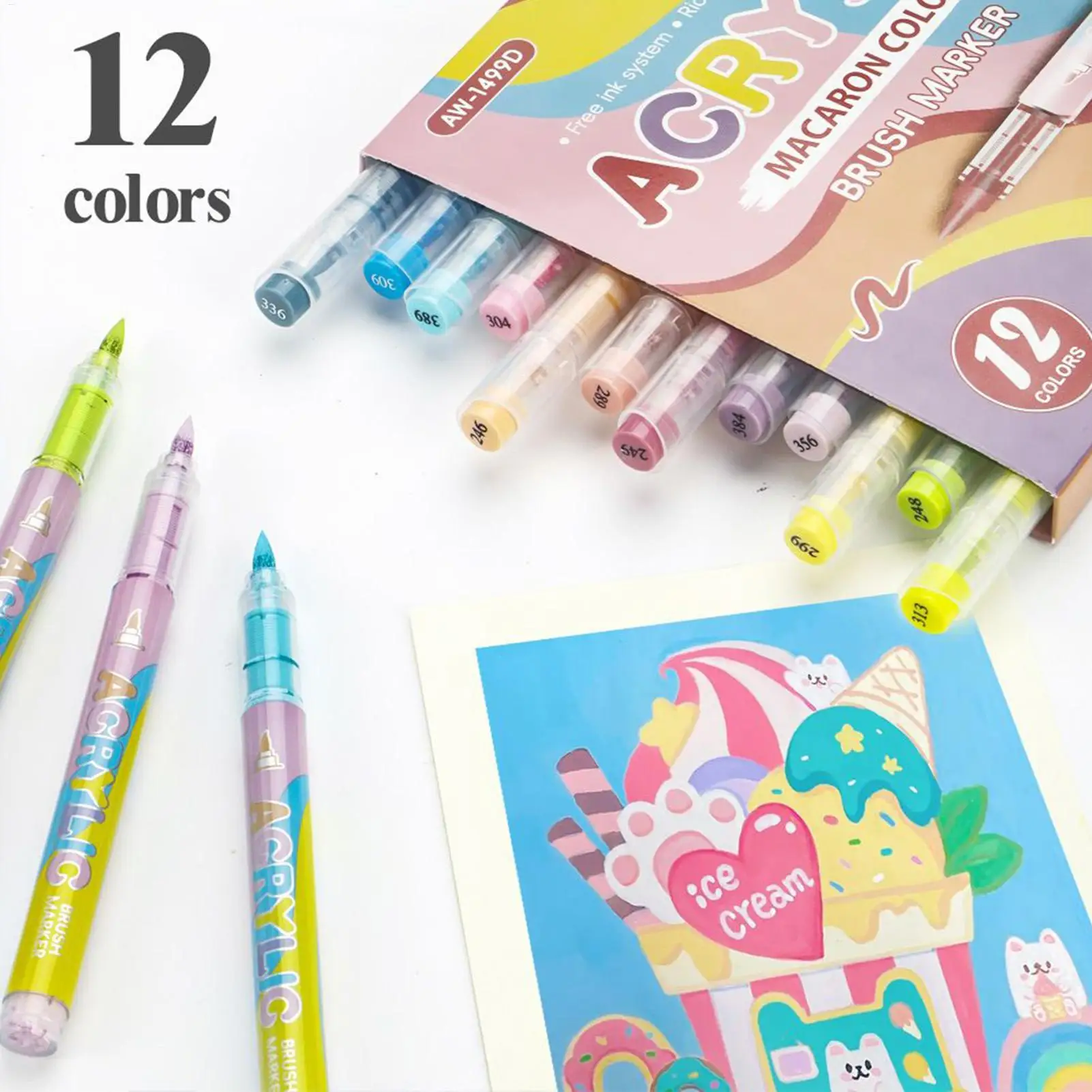 아크릴 페인트 마커 12색 세밀한 팁 영구적인 패브릭 컬러링 페인트 펜 성인 및 어린이용 패브릭 유리 세라믹 나무 캔버스용