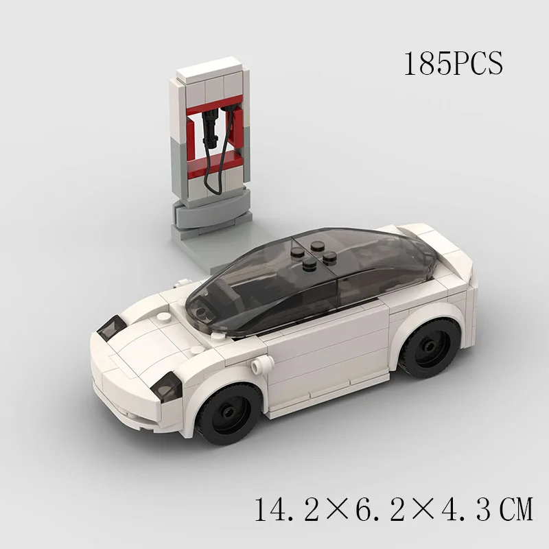 

185PCS Technical Car with Charging station Teslaed Model 3 X Charging Pile Electric New Energy Model Y cyberpunk Building Blocks