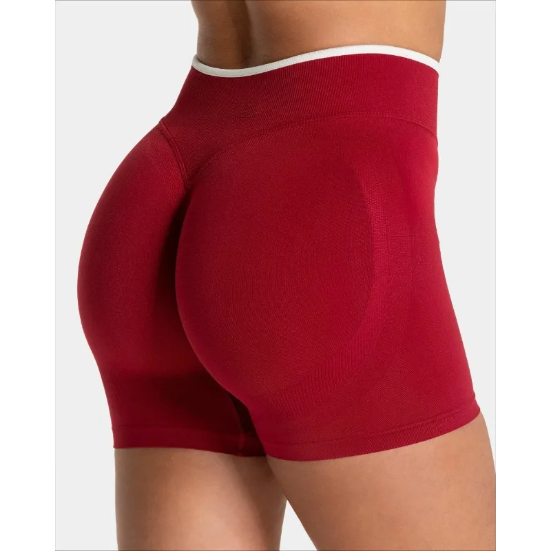 여름 스포츠 반바지 여성 심리스 화이트 허리 타이트 하이웨이스트 힙업 하이엘라스틱 요가 팬츠 러닝 스포츠 반바지 여성용