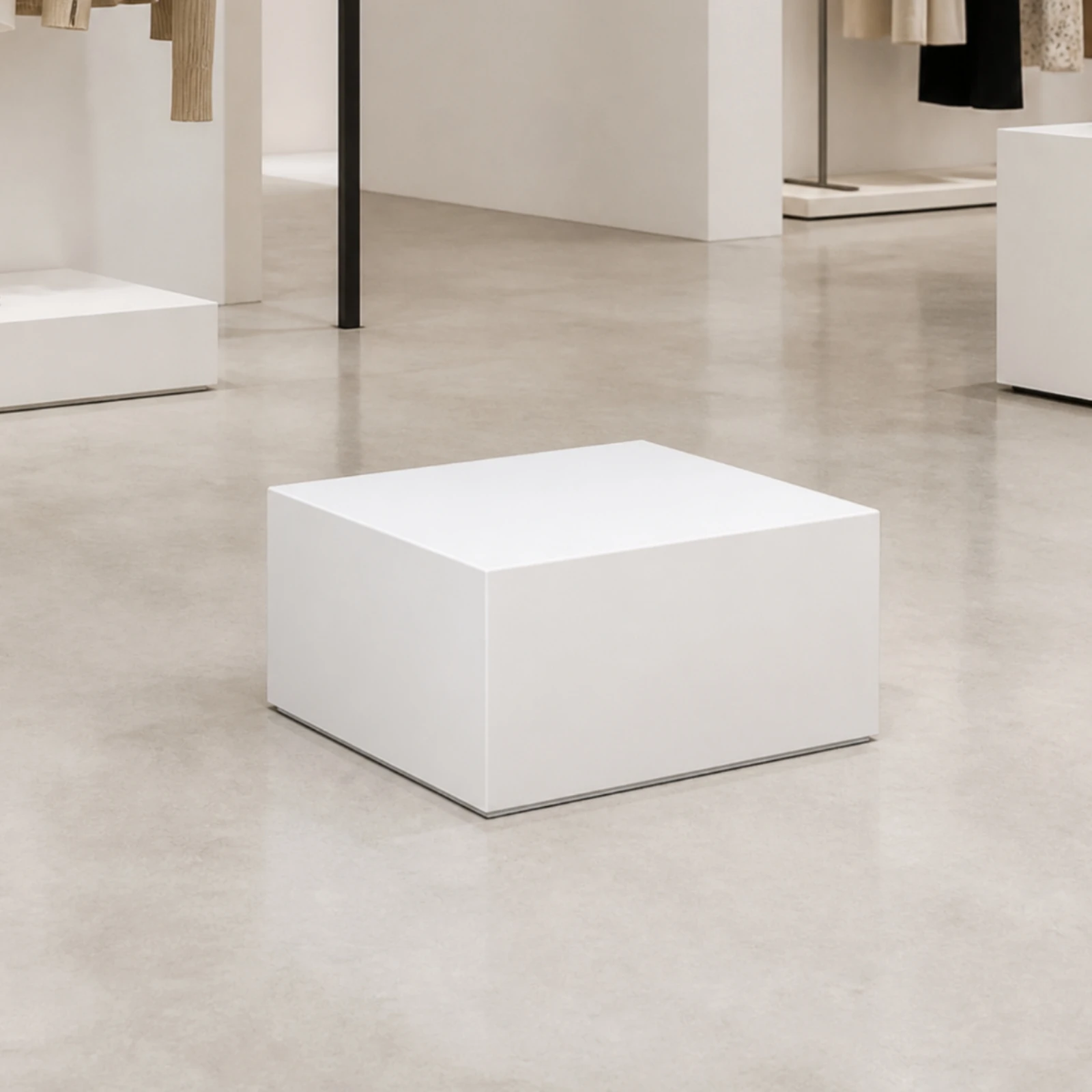 Square White Display Riser Modern Square Display Pedestal Easy to Clean Stable for Retail Storefronts, Exhibitions