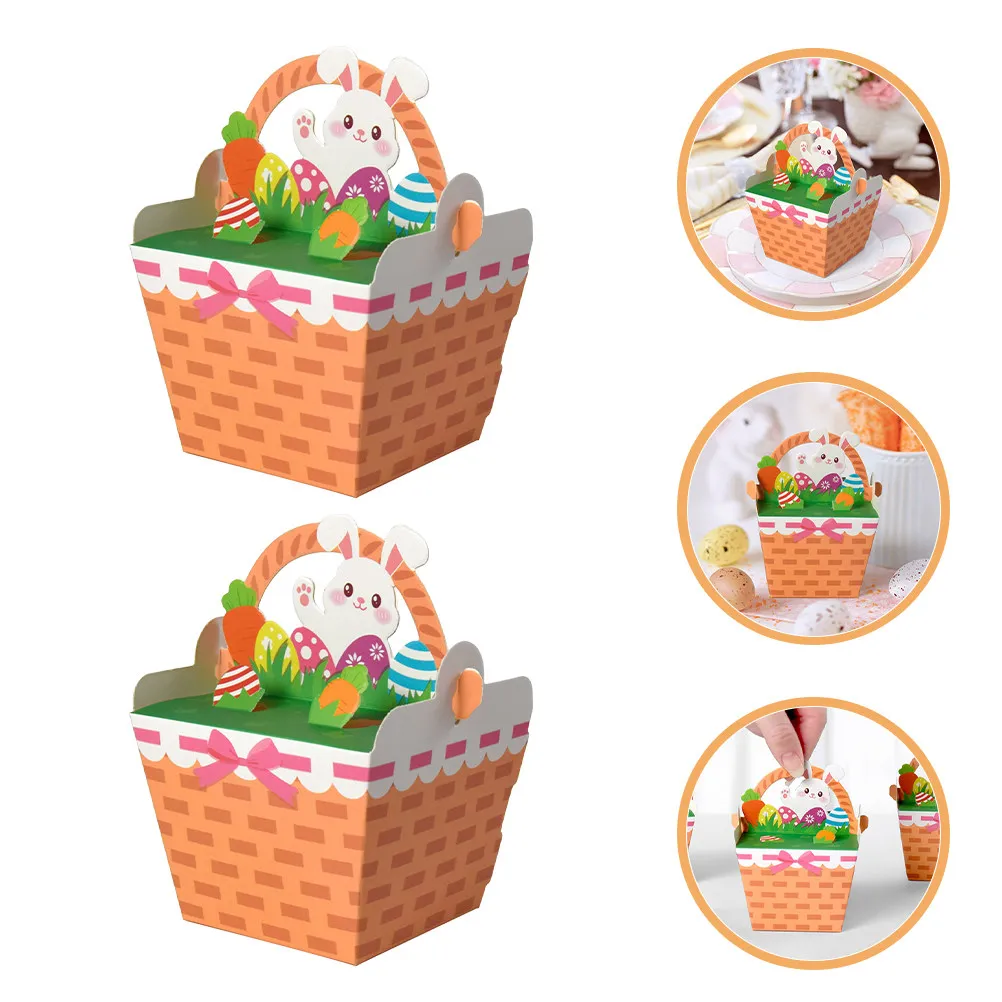 Caja de dulces para cesta de Pascua, diseño de dibujos animados, cajas para regalos de fiesta de Pascua, embalaje de regalo para galletas y chocolate, 10 Uds.