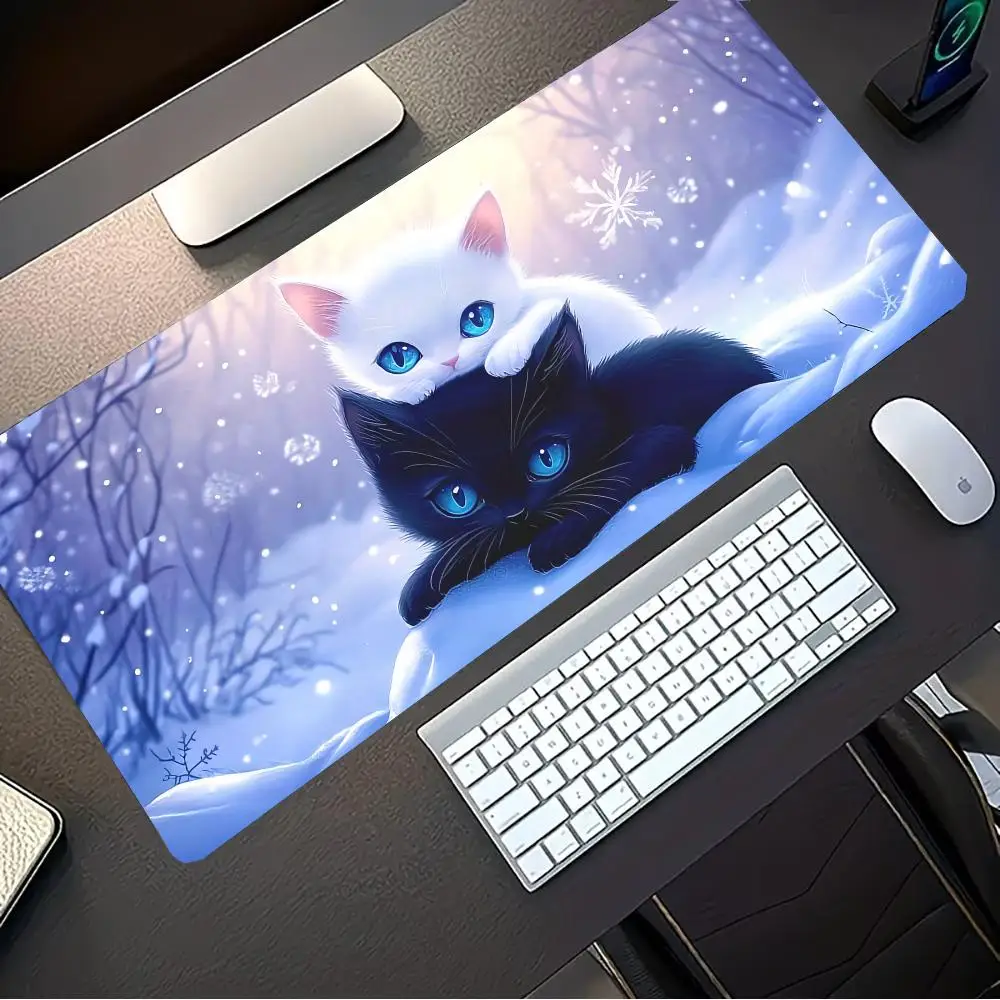 

Two kawaii cats Mouse Pad Mousepad Large Abstract Mouse Pad Gaming Deskmat With Lockedge Office Non-slip Carpet