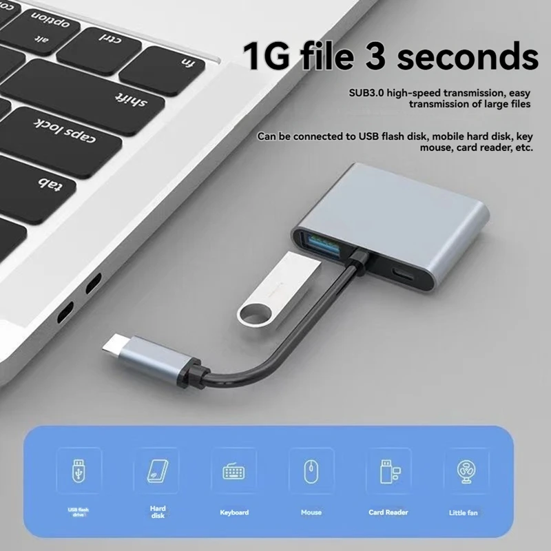 4 in 1 Type C to Dual -Compatible Extend Splitter PD USB HUB 4k Multi Displayer Converter Support for Fast Charging-A27I