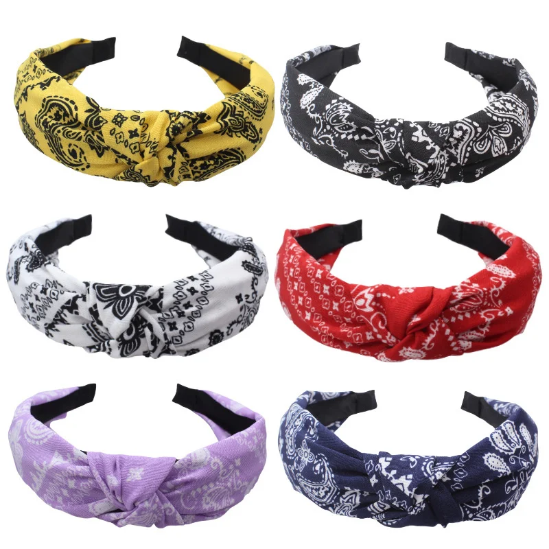 Classic Paisley Print Cloth Knotted Headbands for Women Girls Casual Shopping Hair Hoop Accessories Printing Hairbands