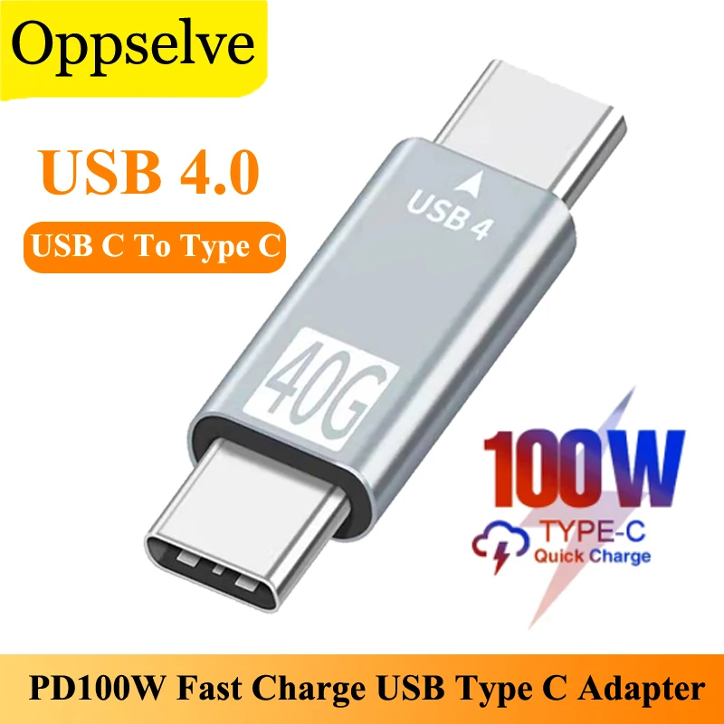 Mini USB 4.0 Type C Quick Charge Adapter USB C Male-Male Converter For Samsung Macbook Laptop Computer Data Transfer Connector