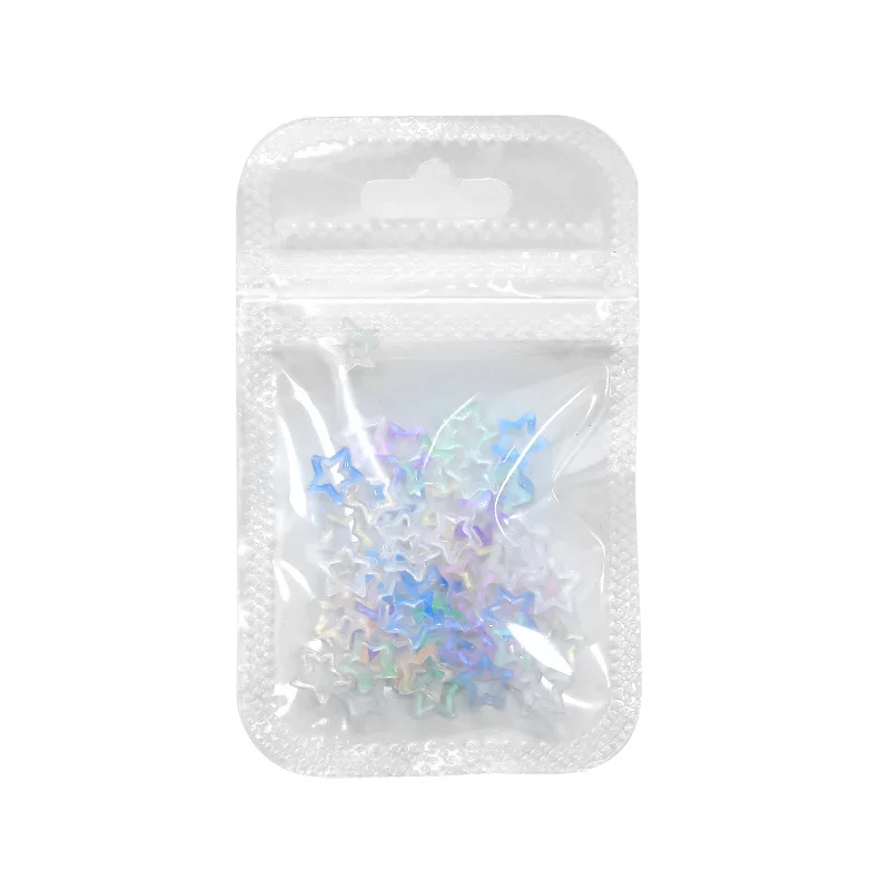 50pcs Kawaii Nail Charms Mix Transparent Resin Dopamine 3D Hollow Colored Star Heart Nail Art Accessories Nail Decoration Parts