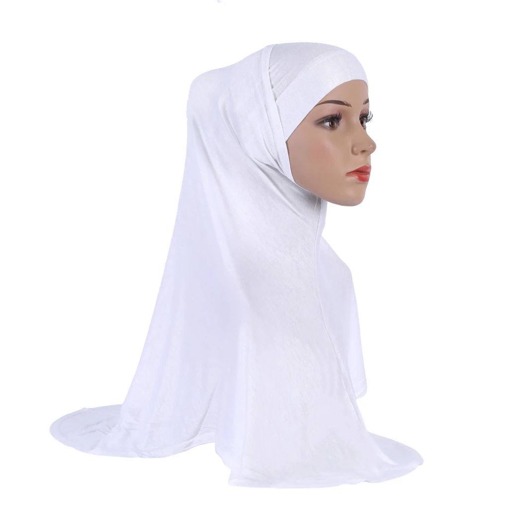 H037 Plain Modal Two pieces pray hijab outside hijabi with underscarf muslim scarf islamic headscarf hat armia pull on headwrap