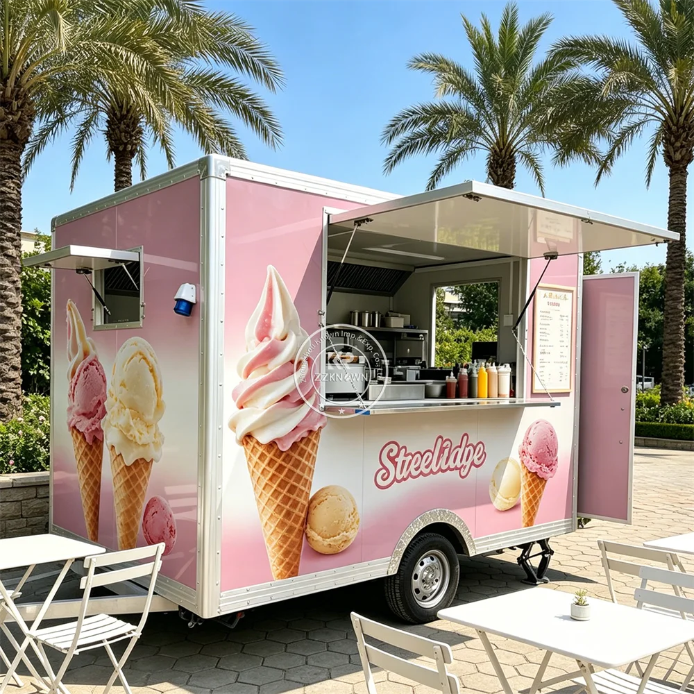 Quiosco móvil de café, carrito de pizza y bubble tea, camión de comida rápida, remolque de cocina móvil, camión de comida con certificación estadounidense en venta
