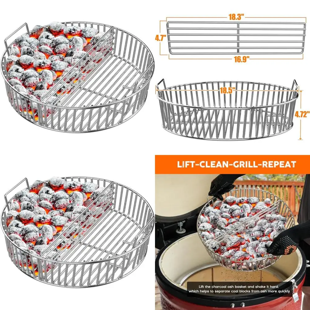 

Stainless Steel Charcoal Ash Basket for X-Large Ceramic Grills, Compatible with Large Egg Grills, Charcoal Basket Accessories