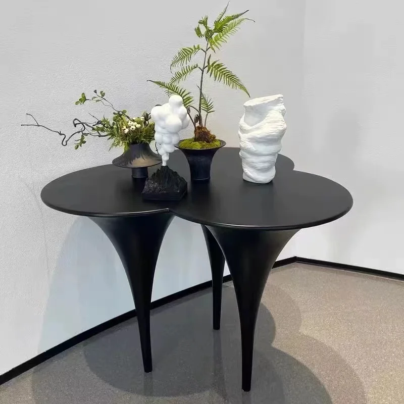 Simple art cloud bar table, waterproof bar table, fiberglass three-leaf coffee table, leaf modeling hall decoration table