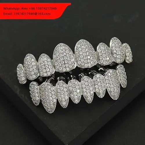 Fashionable Hip Hop 925 Sterling Silver Teeth Grillz Silver Plated And Sterling Silver Plated For Unique Hip Hop Looks
