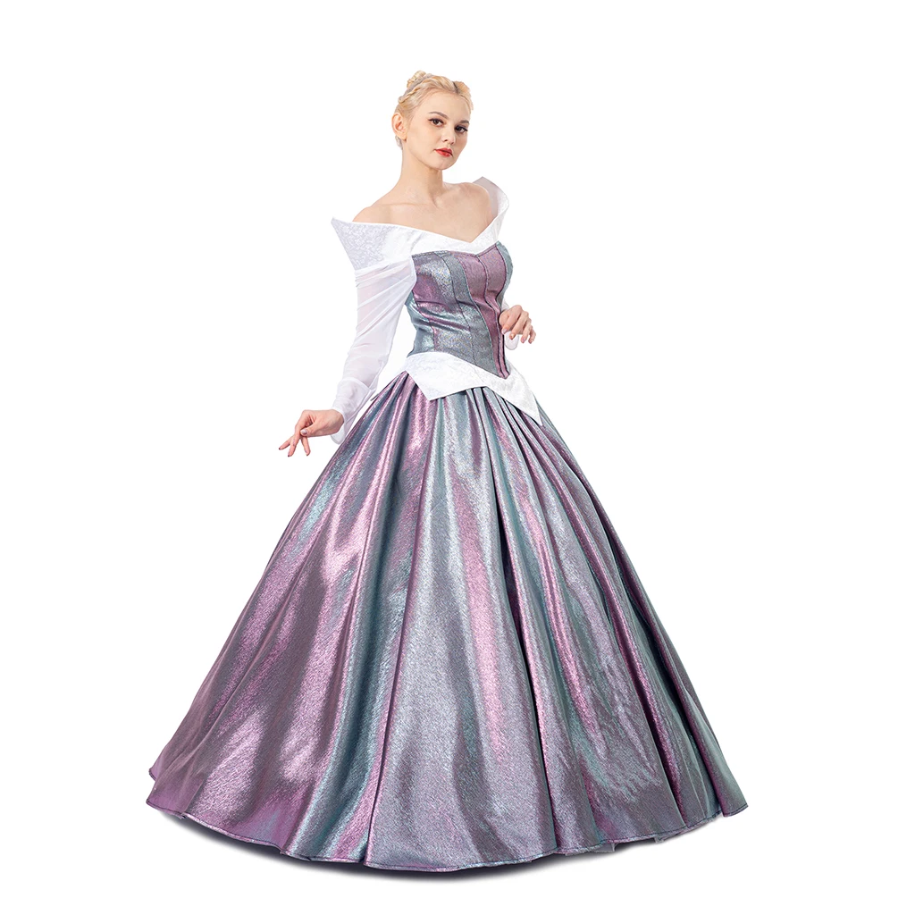 Cosplaydiy Aurora Cosplay Costume Purple Dress Tea Party Ball Gown Fancy Party Dress  Noble Princess Dress Adult Ceremony Dress