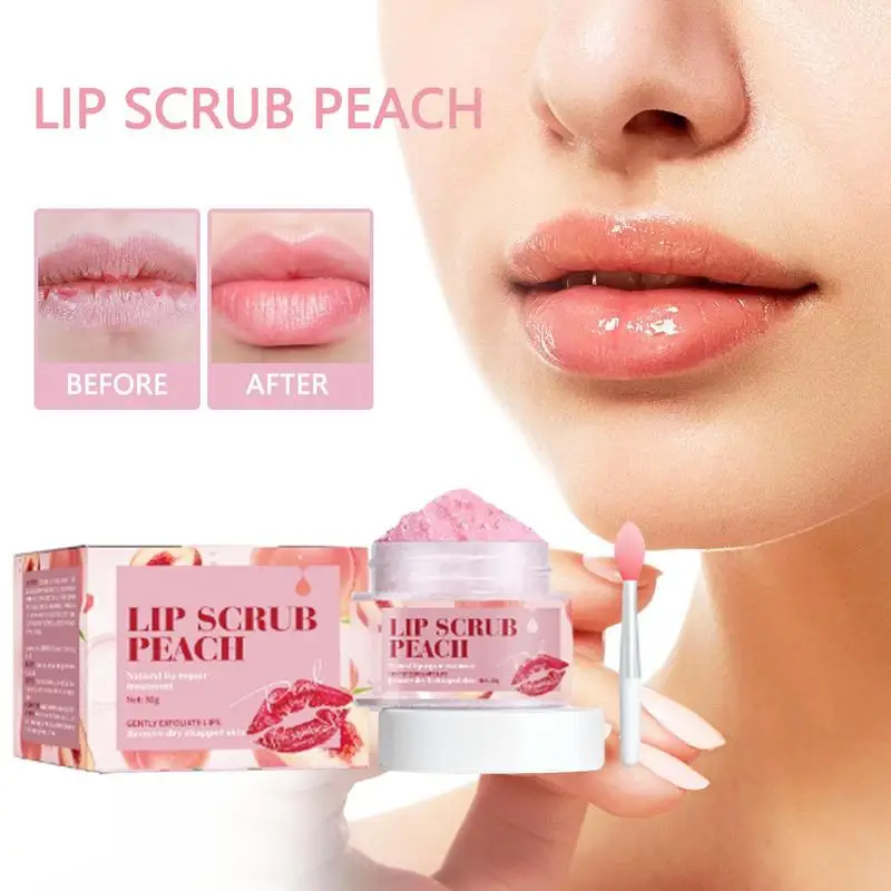 Peach Lip Scrub Lip Masque Dry Cracked Lips Skincare Lip Scrubber Lip Scrub Exfoliator Moisturizing Lip Balm Reduces Lip Lines