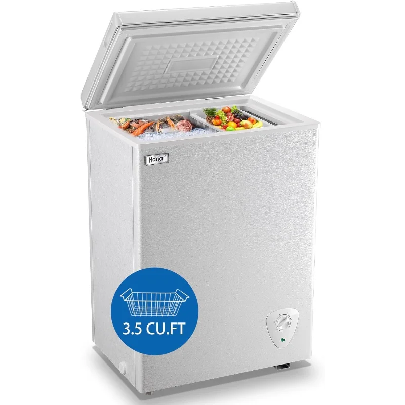 

Нагрудная морозильная камера 3,5 куб. фута, маленькая морозильная камера с верхней дверью, мини-морозильная камера со съемной корзиной, низкий уровень шума, 7, регулируемая температура