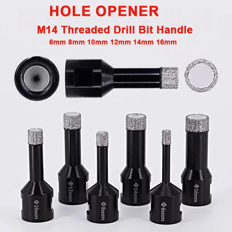 

1/3/5 шт. паяное алмазное корончатое сверло M14, резьба 6 мм-16 мм для фарфоровой плитки/керамики/гранита/мрамора, комплект кольцевой пилы для сухого сверления