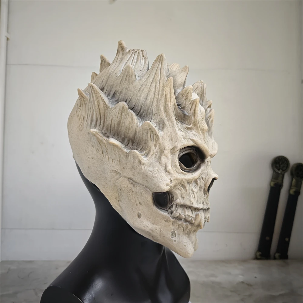 Creepy Halloween Skull Full Head Mask Adult Death Warrior Full Head Realistic Latex Head Cover Scary Party Cosplay Skeleton Mask