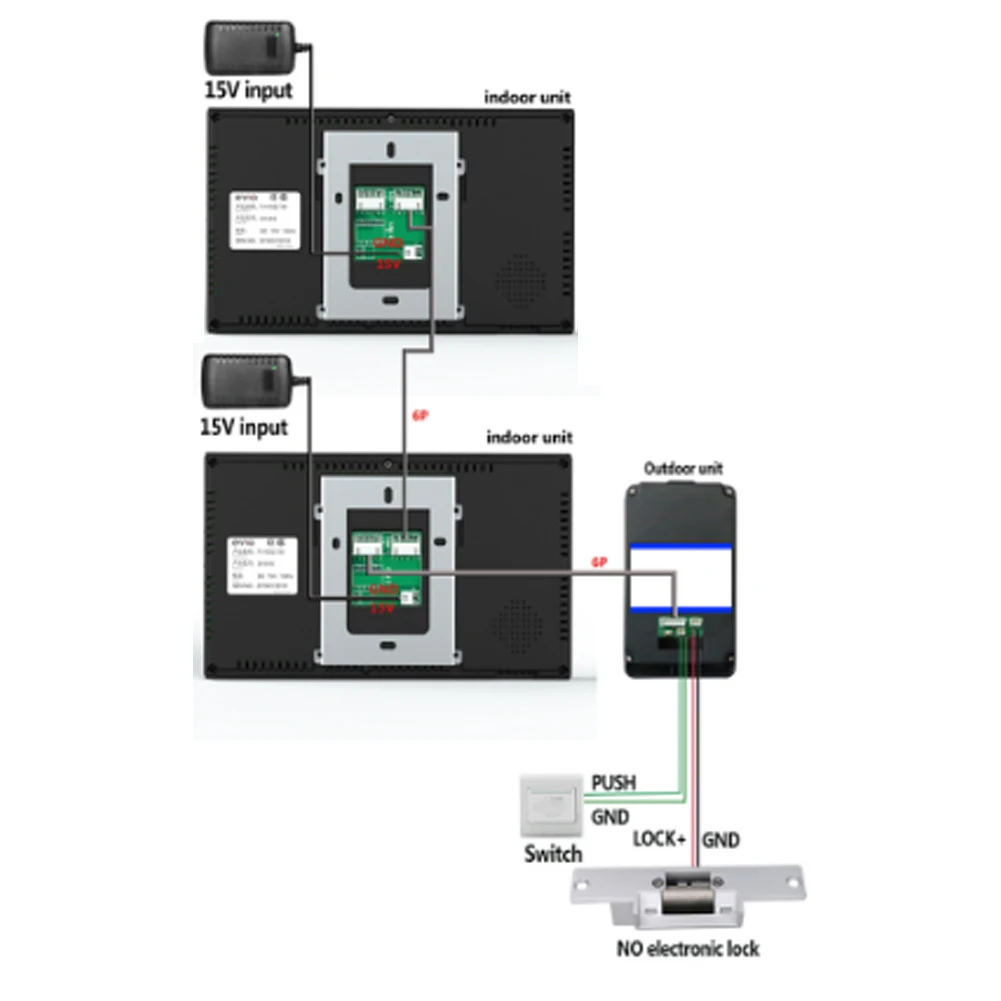 7in Wired Video Doorbell Password Card Remote Control System Doorphone 2 Monitors Night Vision Intercom for Home Door Security