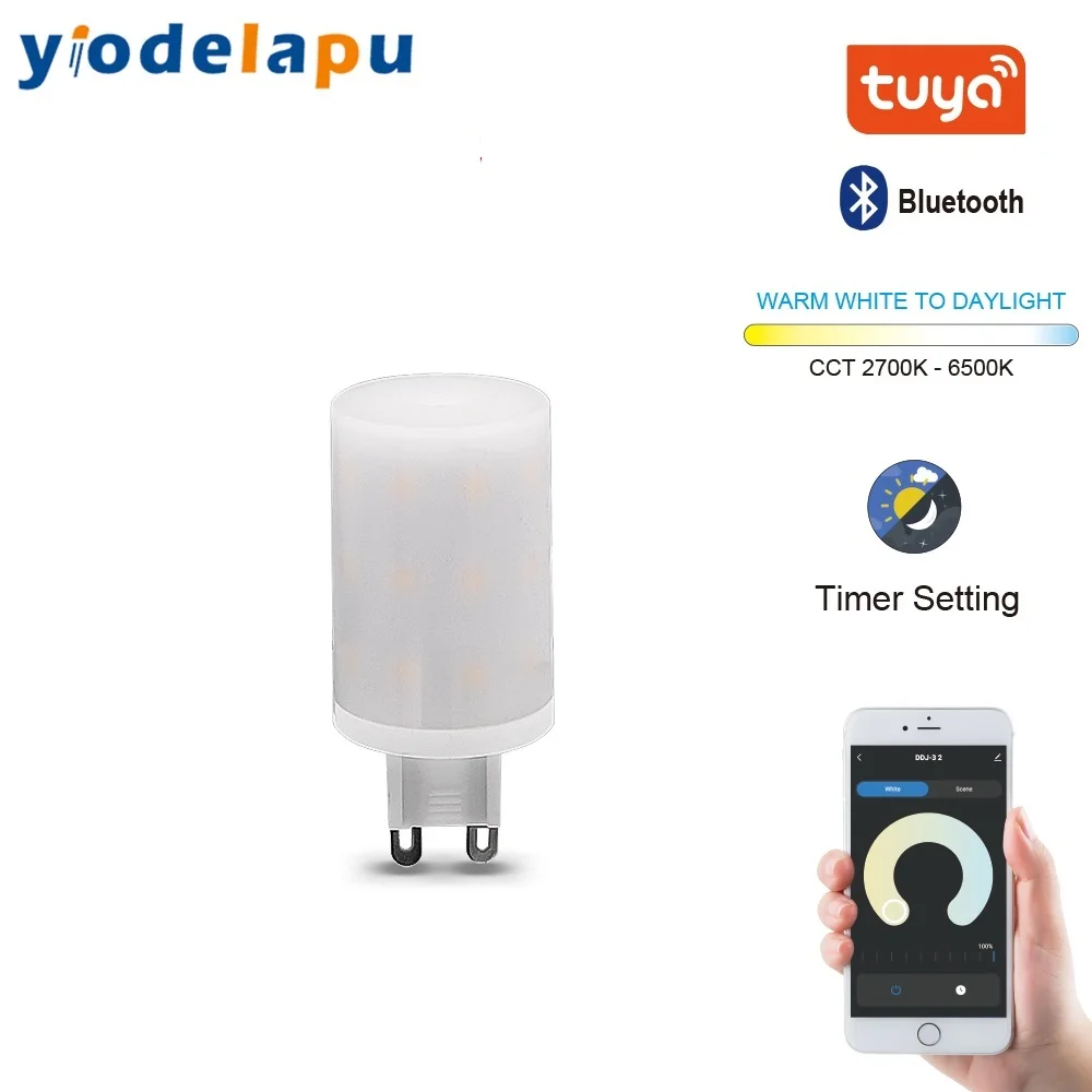 Bombilla LED inteligente Tuya G9, luz regulable de 2700K-6500K, G9, WiFi, 6W, 230V, compatible con Alexa y Google Home, Control por voz, 1 unidad