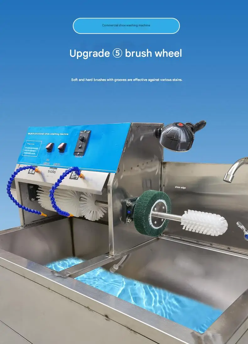 Electric Stainless Steel Semi-Automatic Shoe Washer Dryer with Cold Water Cleaning Filtration Clean-In-Place for Sneakers Shoes