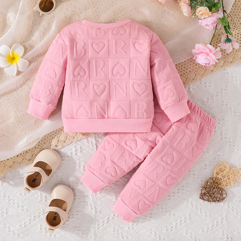 2Piece Fall Newborn Girls Clothes Korean Cute Letter Long Sleeve Tops+Pants Baby Luxury Clothing Toddler Boutique Outfits BC1786