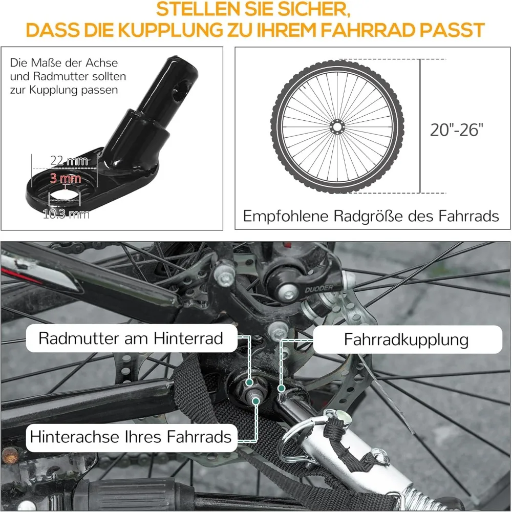 مقطورة دراجة عالمية قابلة للطي مع 16 إطارًا هوائيًا وعاكسات ومرفق سهل التوصيل #6