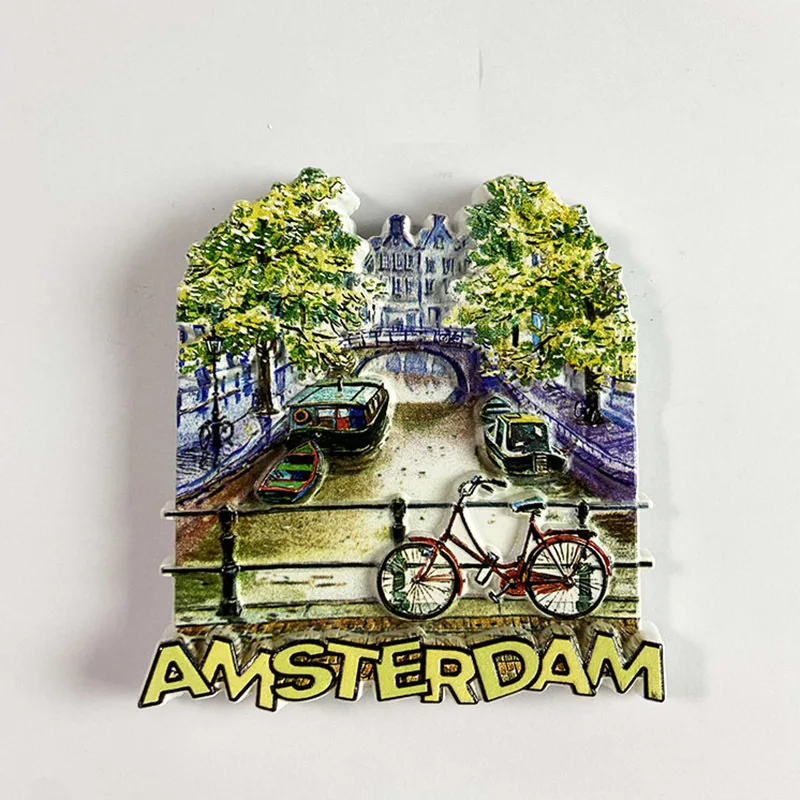 

Dutch Travel Souvenir Amsterdam Street Scene 3D Fridge Magnet Home Decor Collectible Gift