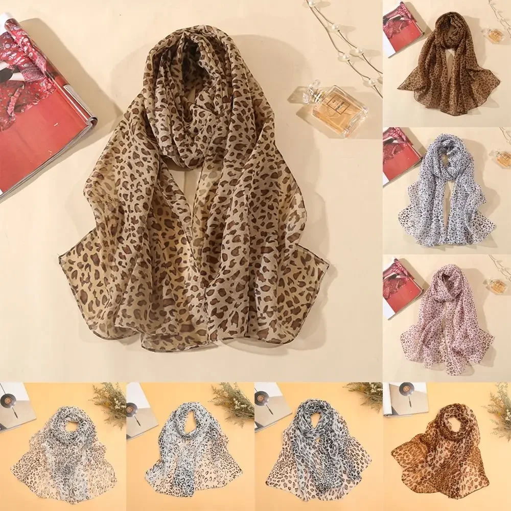

New Leopard Printing Chiffon Scarf Thin Soft Shawl Silk Long Sunscreen Shawl