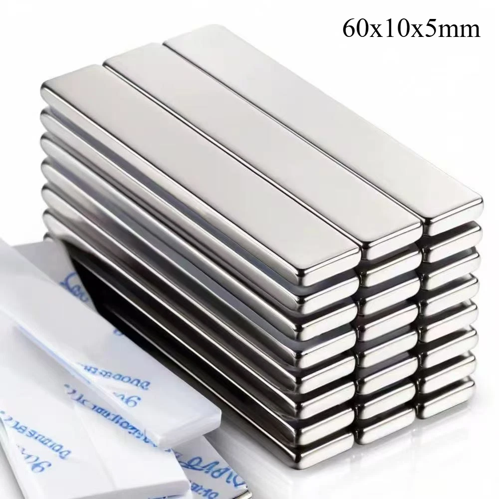 Imã de Neodímio N52 60x10x5, Imã Padrão Forte para Motor, Quadro Branco, Gerador de Ebike, Imãs Personalizados para Escritório e Artesanato