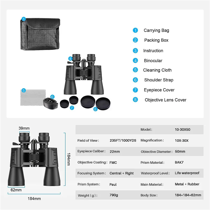 

A29Z-High Powered Zoom Binoculars Telescope Night Vision Lens Binoculars For Adults For Bird Watching Hunting