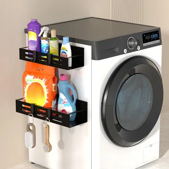 후크 마그네틱 조미료 랙, 공간 절약 선반, 벽 마운트 및 펀칭 프리 주방 액세서리, 보관 정리함, 1 개, 2 개