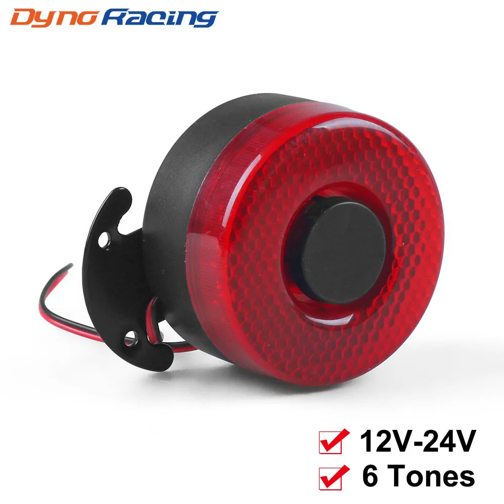 DC 12V-24V 6 Tones Auto Warning Siren 105dB Signal Backup Alarms Horns With LED Beep Reverse Air Horn for the Car BX102422