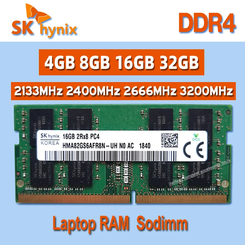 SK Hynix RAM DDR4 4GB 8GB 16GB 32GB 2133MHz 2400MHz 2666MHz 3200MHz Laptop Memory 1Rx8 2Rx8 1Rx16 PC4 2133P 2400T 2666V 3200AA