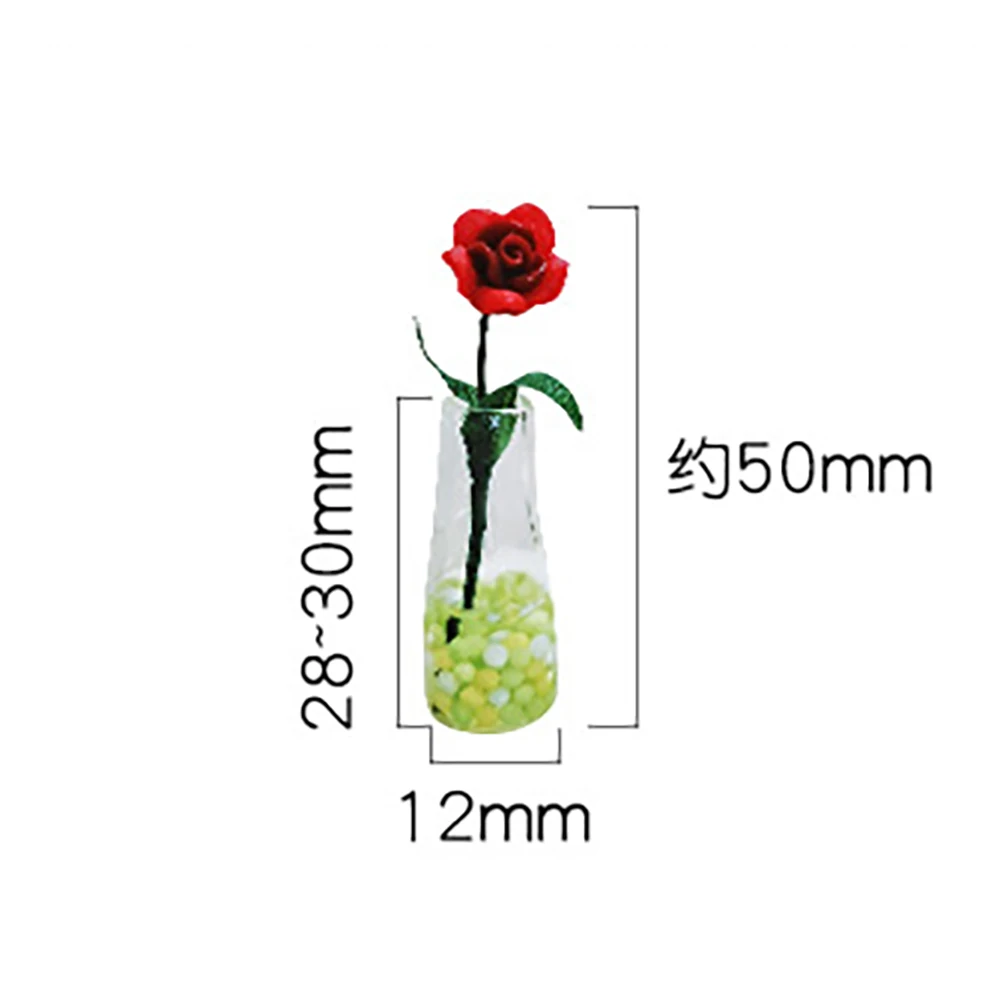 1Pcs 1/12 Dollhouse Miniature Rose Vase Mini Lily Flower Arrangement Model for ob11 bjd Doll House Accessories Decoration