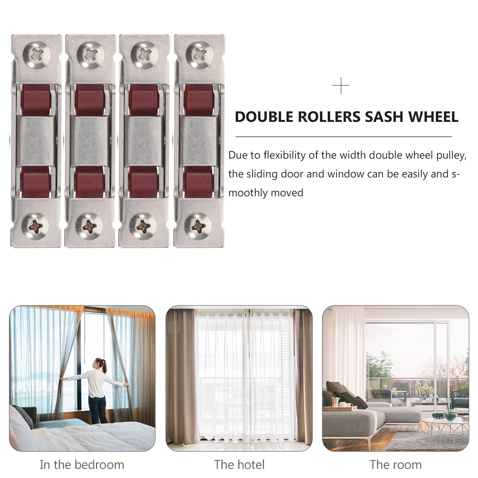 

4pcs Width Double Wheel Pulley Sliding Window Sash Roller Stainless Steel Smooth Replacement Hardware Sash Double Rollers Wheel