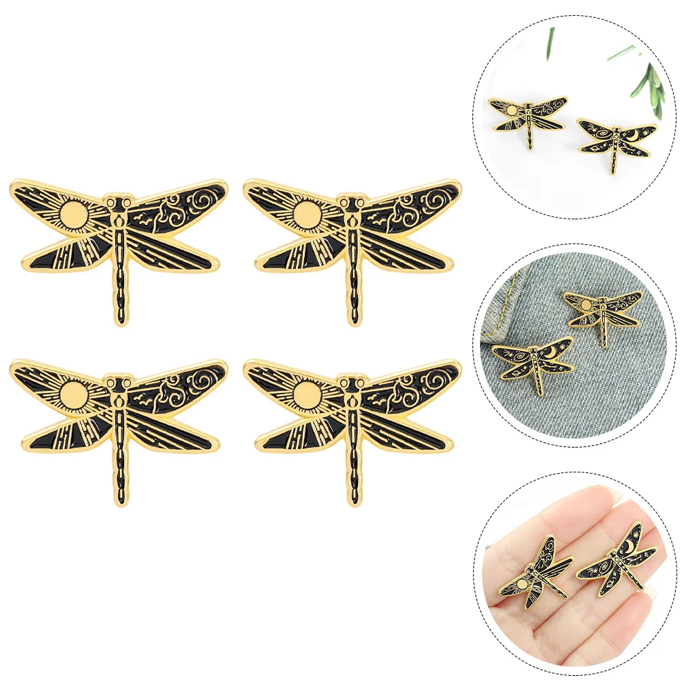 4 Pcs Brooch Cartoon Backpacks Clothes Mini Decor Hat Pin Costume Jewlery Dragonfly Badge Animal