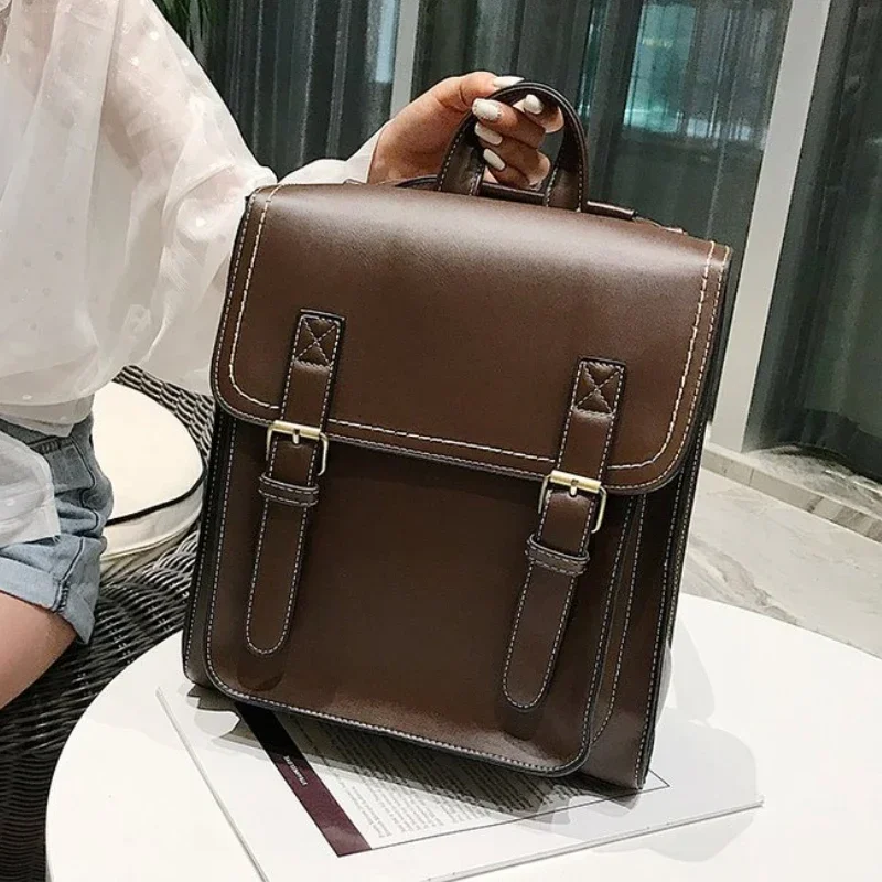 Solid Soft Interior Compartment Backpacks 2024 Casual Flap Pocket Bags for Women Light Luxury Interior Zipper Pocket Backpacks