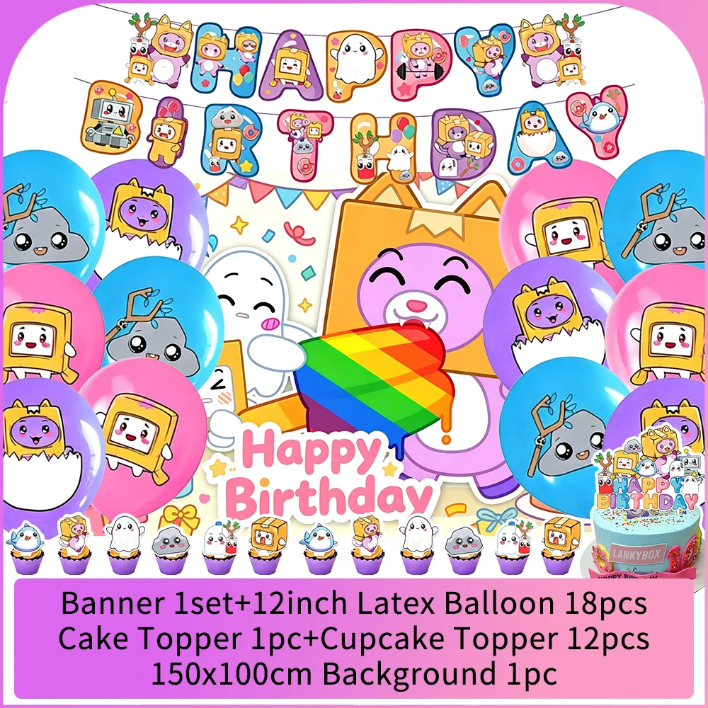 Cute Lankying Boxes Theme Birthday Party Decoration Set