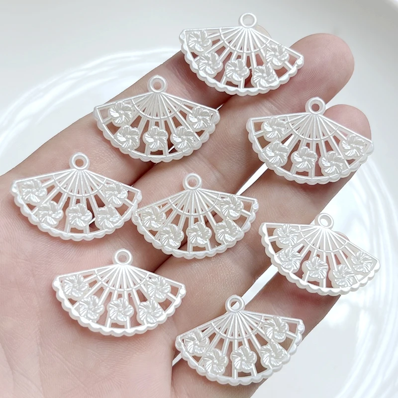 10pcs 30X20mm ABS fan-shaped bead pendant connector suitable for DIY earrings, necklaces, jewelry making, ABS beads with holes