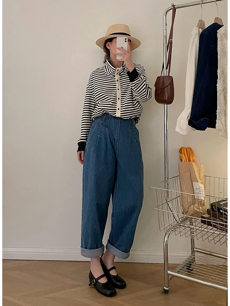 

High Waist Straight Leg Jeans Women's Spring 2024 Slimming High Lengthening Wide Leg Pants Loose Long Trousers