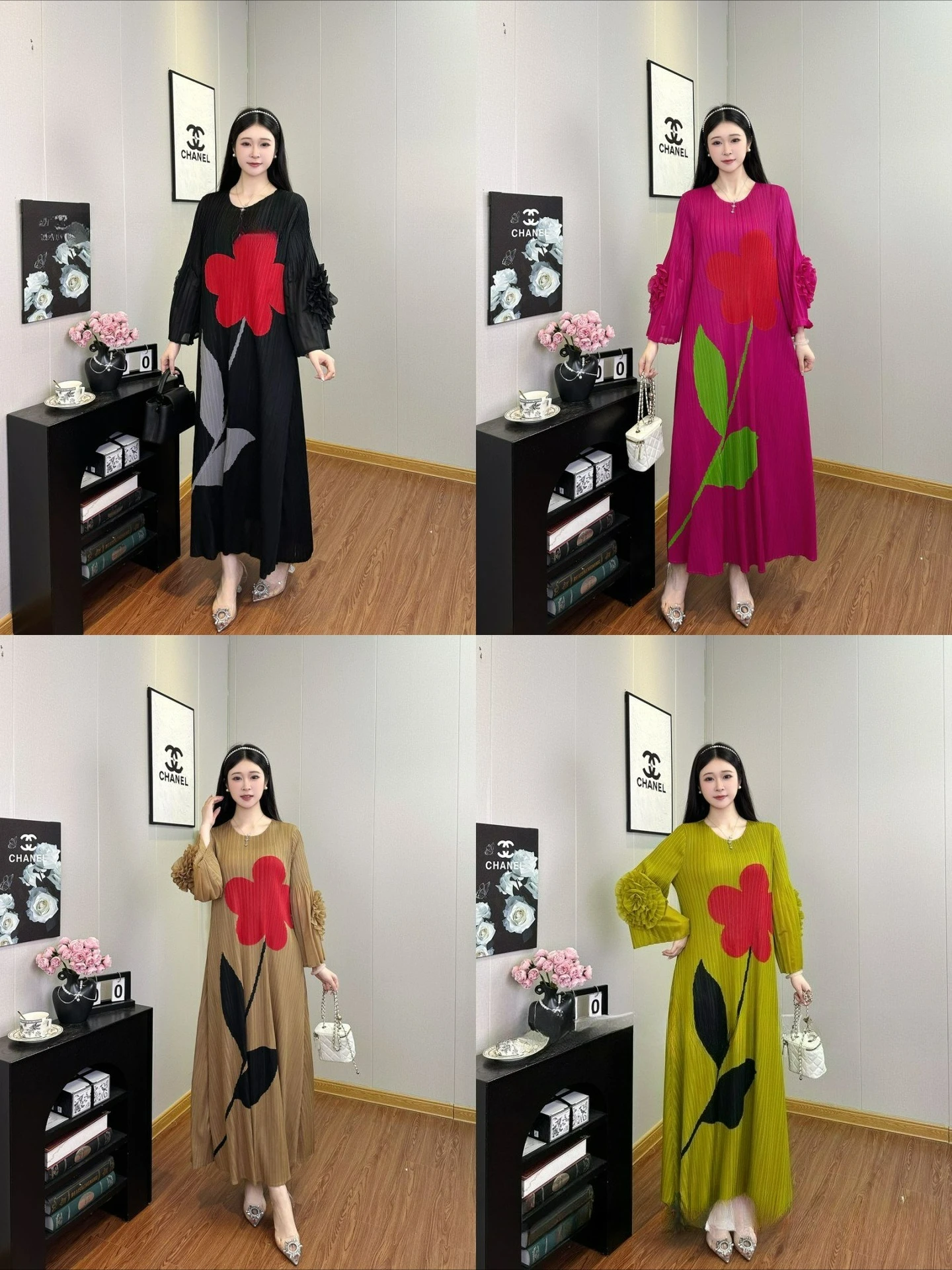 2025年秋新作 ミヤケ風 ルーズで上品なプリーツワンピース レディース カジュアル デイリー 長袖 ロングワンピース