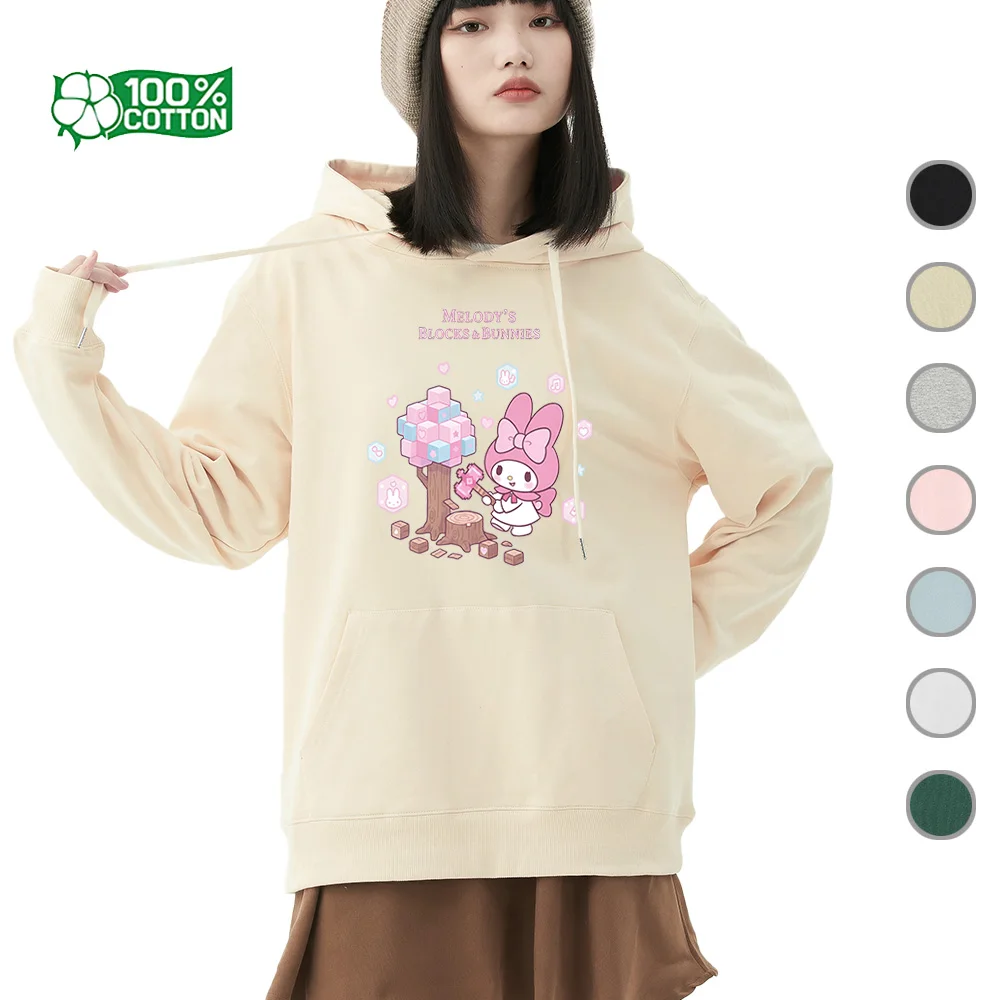 

Толстовка с принтом персонажей Kawaii Sanrio, пуловер Kuromi My Melody, мягкая дышащая ткань, топ унисекс, свитер, футболка