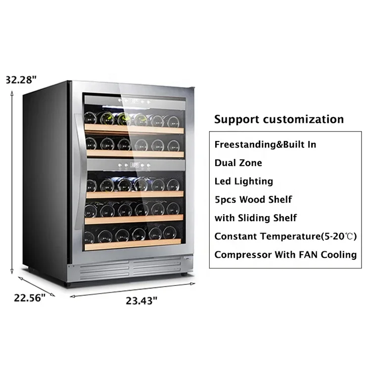 Wholesale Small Compressor Under Counter Built In 40 Bottles Storage Dual Zone Wine Fridge Cabinet