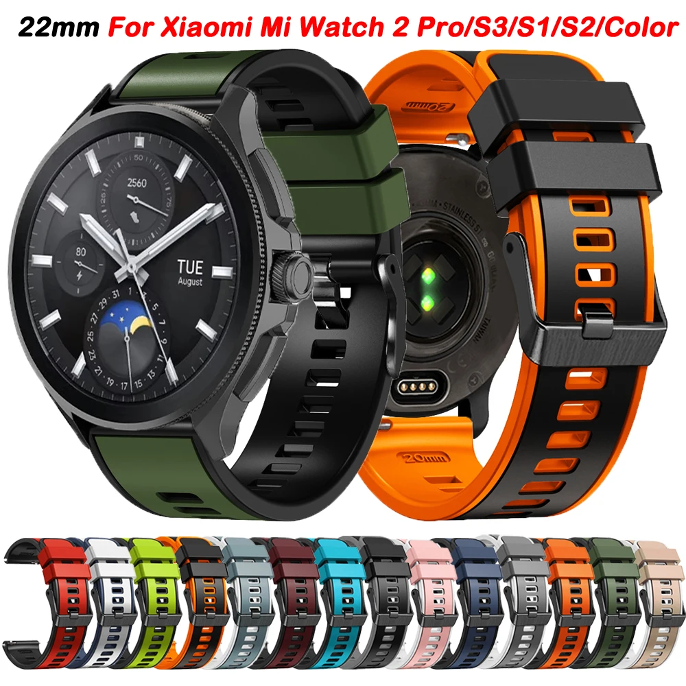 Silicone 22mm Strap For Xiaomi Mi Watch 2 Pro/Color 2/S1 Active/S1 Pro/S2 42mm 46mm WristStrap For Mi Watch S3 Bracelet Band