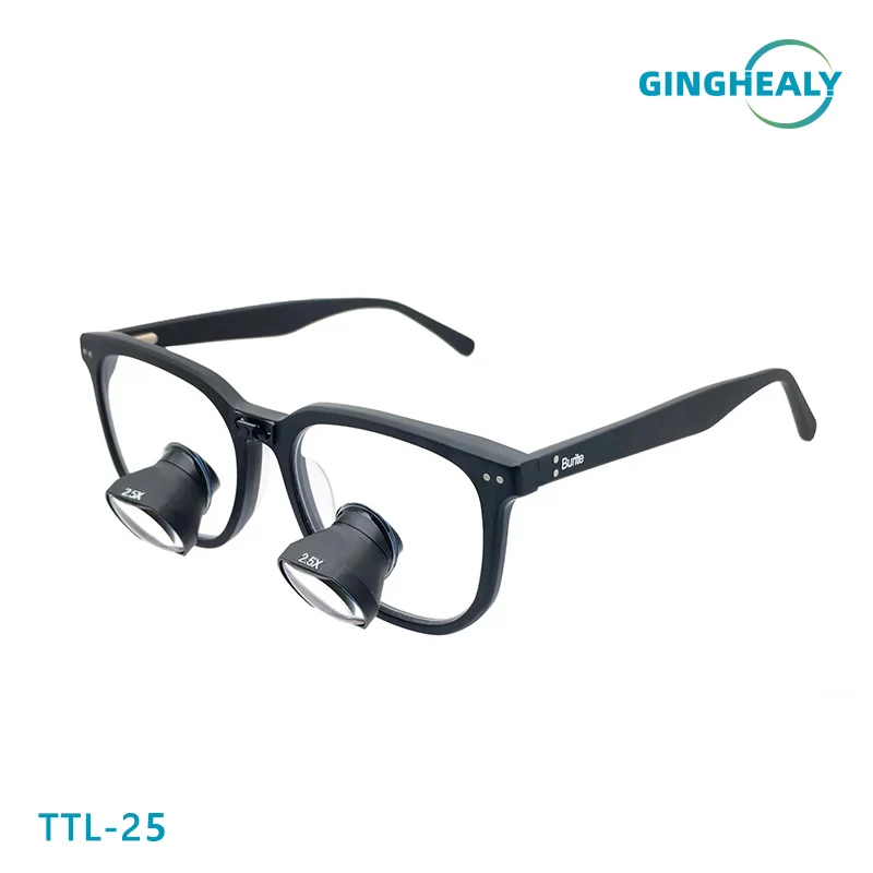 Лупы Ginghealy 25 TTL Galilean: ультралегкие, 2.5X/3.0X/3.5X, индивидуальные стоматологические хирургические лупы с квадратными линзами и панорамной ацетатной оправой