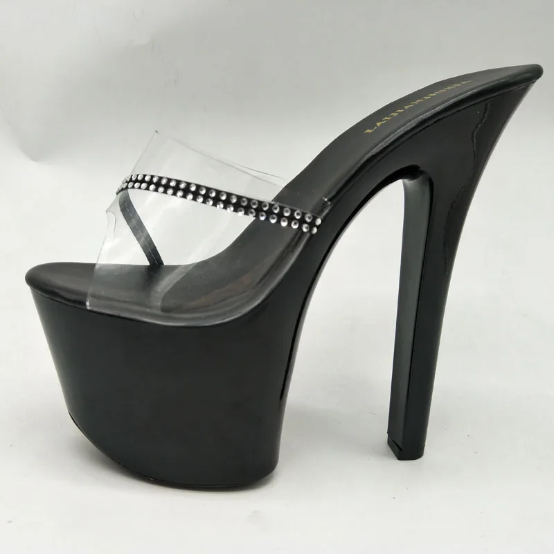 

LAIJIANJINXIA New 17CM/7inches PVC Upper Model Sexy Exotic High Heel Platform Party Women Slippers Pole Dance Shoes G037